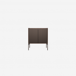 Dunkles Design-Sideboard mit geriffelter Holzfront für Büro und Objektbereich, elegante Stauraumlösung für moderne Arbeitsräume in Trier, Konz und Luxemburg